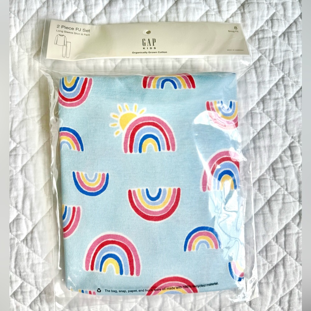 Gap Kids Organic Cotton Rainbow Long Sleeve PJ Set NWT